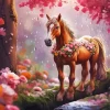 Brown Flower Horse Diamond Painting