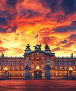 Buckingham Palace At Sunset Diamond Painting