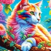 Colorful Flower Cat Diamond Painting