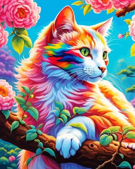 colorful flower cat Diamond Painst Colorful Flower Cat Diamond Painting