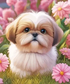 Cool Fluffy Shih Tzu Art Diamond Painting