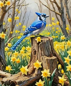 Florida Blue Jay Bird Diamond Painting