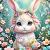 Flower And Bunny Diamond Painting
