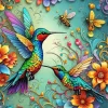 Flower And Hummingbirds Diamond Painting