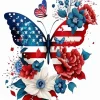 Flower Butterfly American Flag Art Diamond Painting