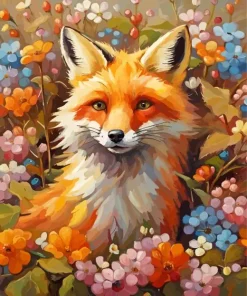 Flower Fox Diamond Painting