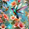 Flower Hummingbird Art Diamond Painting