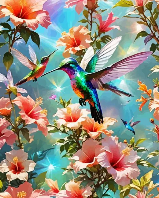 flower hummingbird art Diamond Painst Flower Hummingbird Art Diamond Painting