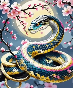 Flower With Snake Diamond Painting