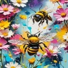 Flowers And Bees Diamond Painting