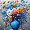 Flowers In Blue Vase Art Diamond Painting