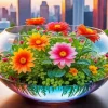 Flowers In Glass Bowl Art Diamond Painting
