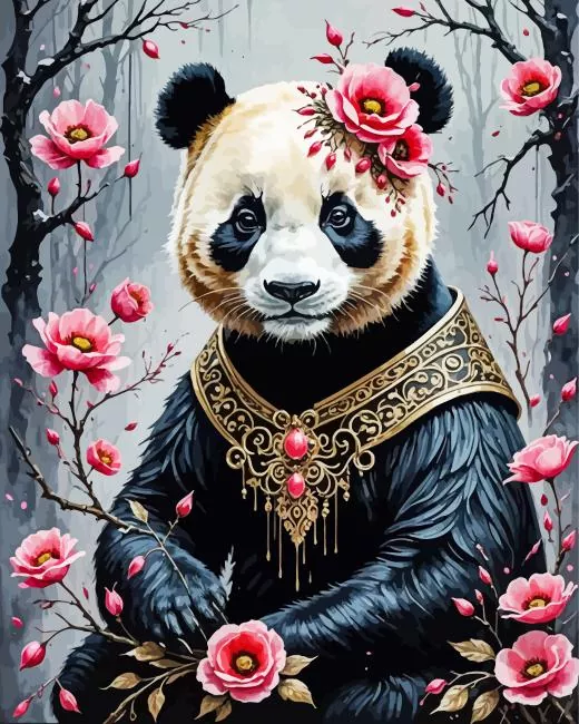 flowers panda Diamond Painst Flowers Panda Diamond Painting