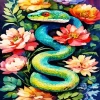 Flowers Snake Diamond Painting