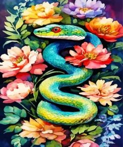 Flowers Snake Diamond Painting