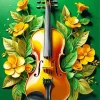 Flowers Violin Art Diamond Painting