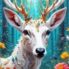 Flowers White Deer Diamond Painting