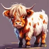 Fluffy Baby Brown Cow Art Diamond Painting