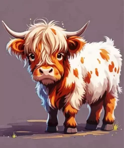 Fluffy Baby Brown Cow Art Diamond Painting