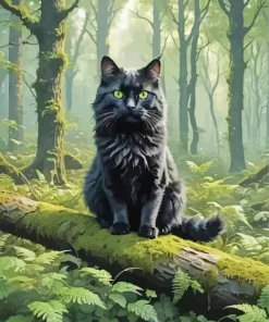 Fluffy Black Cat Diamond Painting