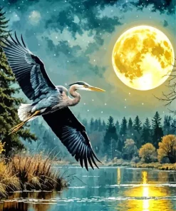 Flying Heron Art Diamond Painting