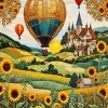 Flying Hot Air Balloon Diamond Painting
