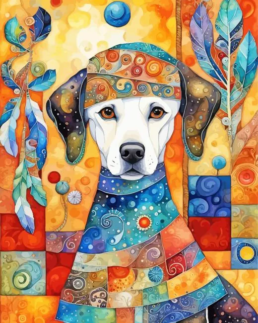 folk art dog Diamond Paintings Folk Art Dog Diamond Painting