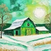 Green Barn Art Diamond Painting