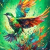 Green Flying Bird Diamond Painting