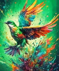 Green Flying Bird Diamond Painting