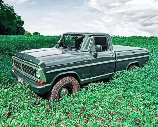 green ford old pickup Diamond By Numbers Green Ford Old Pickup Diamond Painting