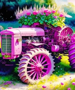 John Deere Pink Tractor Diamond Painting