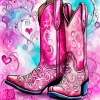 Pink Cowboy Boots Diamond Painting