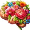 Pink Floral Brain Diamond Painting