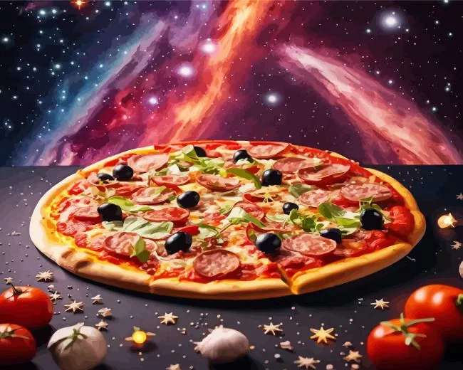 pizza space Diamond With Numbers Pizza Space Diamond Painting