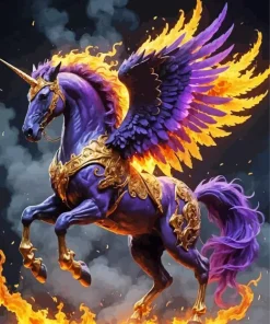 Purple Flames Horse Diamond Painting