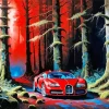 Red Bugatti Car Diamond Painting