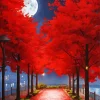 Red Forest Diamond Painting