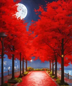 Red Forest Diamond Painting