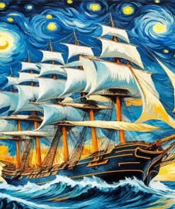 Van Gogh Boat Diamond Painting