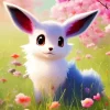 White Flower Eevee Diamond Painting