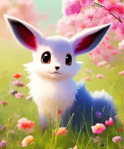 White Flower Eevee Diamond Painting
