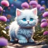 White Fluffy Baby Cat Art Diamond Painting