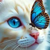 Blue Butterfly Cat Diamond Painting