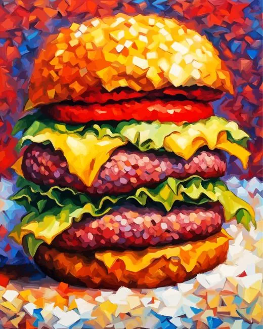 Burger Art Diamond By Numbers Burger Art Diamond Painting