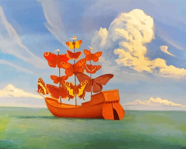 Butterfly Boat Diamond By Numbers Butterfly Boat Diamond Painting