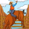 Cartoon Bull Rider Art Diamond Painting