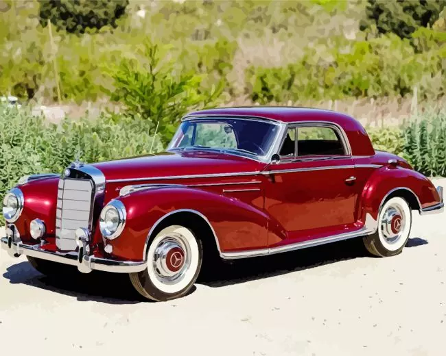Classic burgundy mercedes benz Diamond Paintings Classic Burgundy Mercedes Benz Diamond Painting
