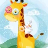 Little Bunny And Giraffe Diamond Painting