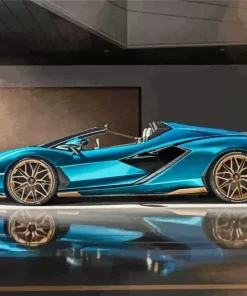 Blue Lamborghini Sian Diamond Painting
